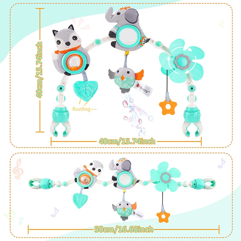 Carrinho de bebê arco brinquedos chocalho musical brinquedos com mordedor para berço carrinho de bebê assento de carro brinquedo de desenvolvimento sensorial para bebês 0 6 12 meses