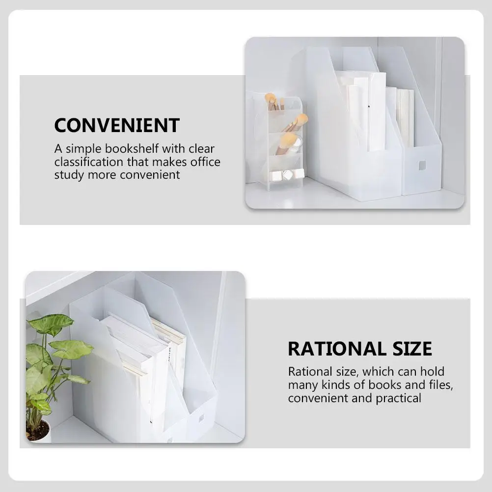 2pcs File Rack Document Organizer Desktop Holder 9*24*27cm Plastic Bookshelf Office Supplies Storage Container