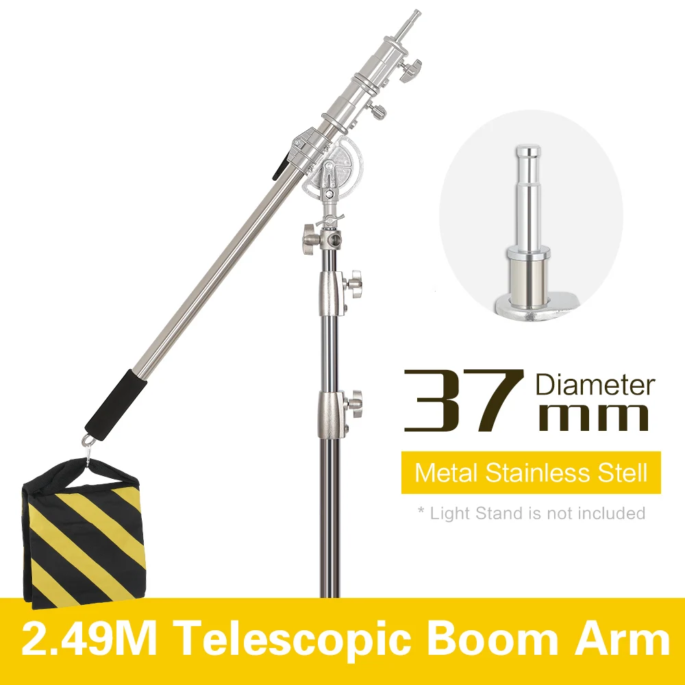 SH Adjustable Stainless Steel Cross Arm 106-249cm Photo Studio Telescopic Boom Arm Top Light For Pro Studio Flash Strobe