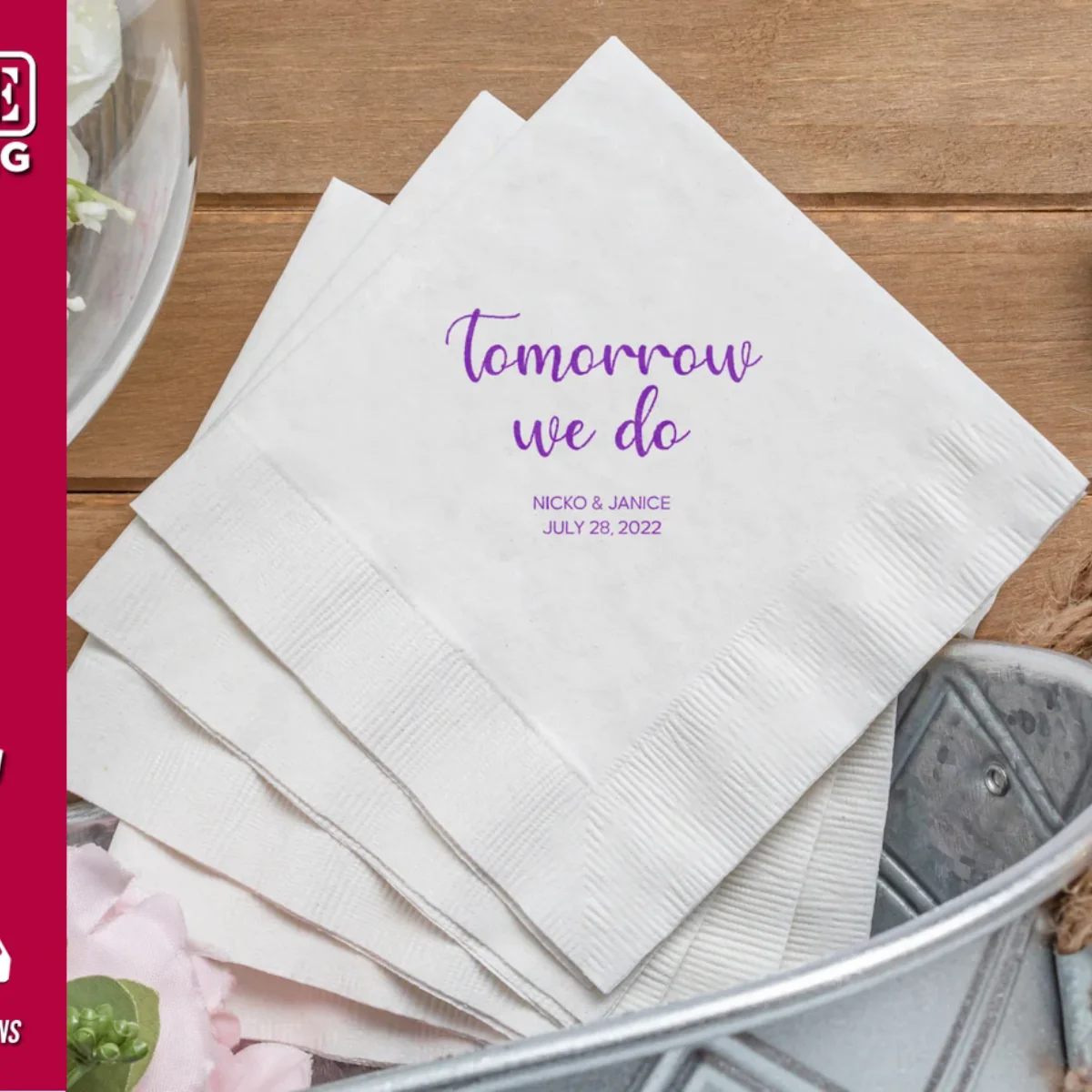 Personalized Rehearsal Beverage Napkins | Tomorrow We Do Wedding Napkins | Custom Rehearsal Cocktail Napkins | Bridal Party Napk