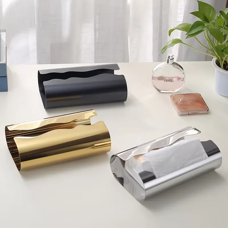 Nordic Style Stainless Steel Tissue Box Simple Portable Desktop Decorative Holder Light Luxury Fashion Durable New Hot