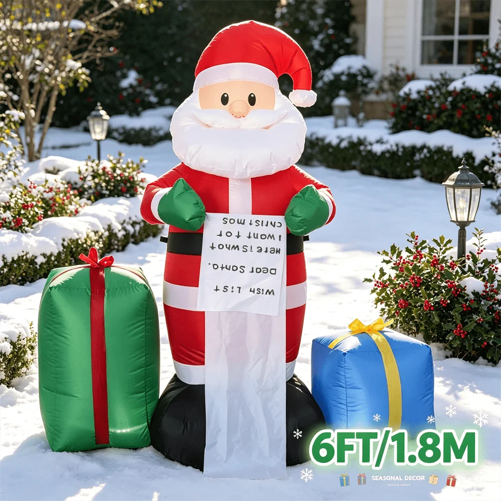 Père Noël Gonflable Lumineux 1,8 m avec Cadeaux – photo 8