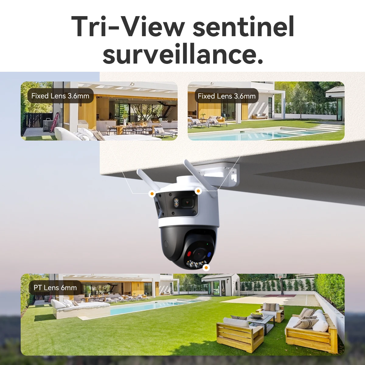 كاميرا IMOU Cruiser Triple 11MP متعددة العدسات WiFi IP كاميرا أمان AI للكشف عن المركبات البشرية كاميرا مراقبة ملونة ذكية خارجية