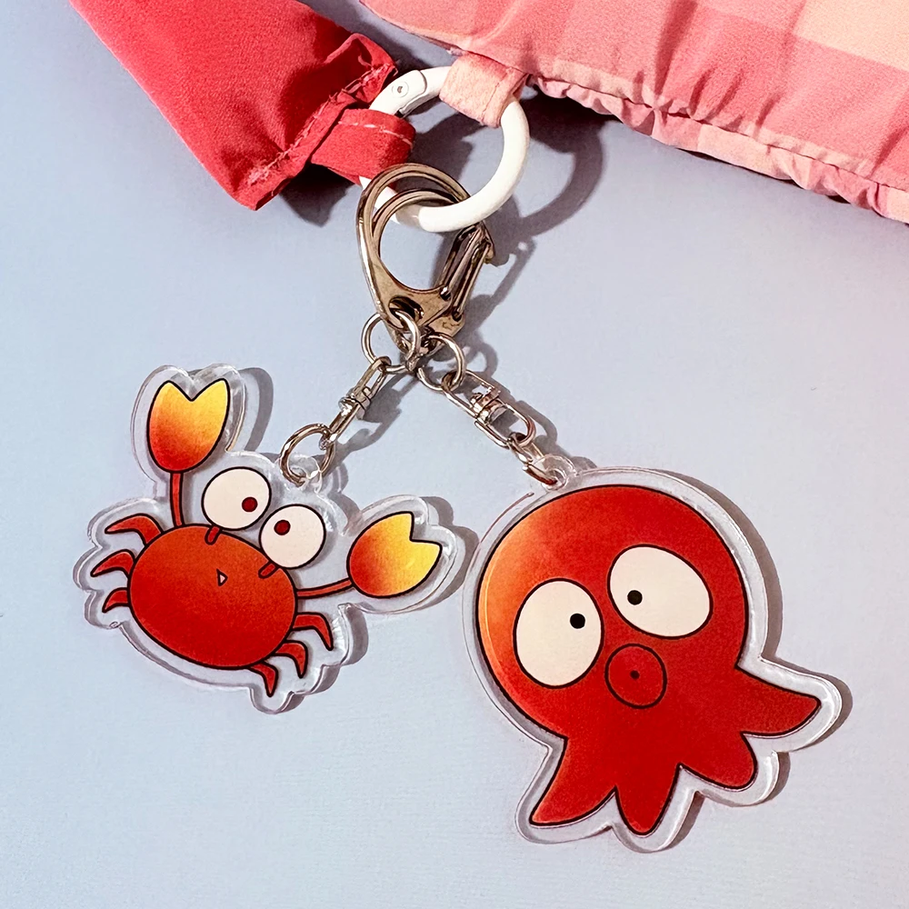 Anime Ganbare Nakamura-kun Go for It Nakamura Cosplay Keychain Kawaii Acrylic Crab Keyring Key Chain Bag Ornament Accessory Prop image 6
