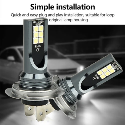 Headlight LED Light Bulbs 12-SMD Lighting 180 Degrees White 3030 LED 800lm Bright Error Free Fog Bulbs 100W/Bulb