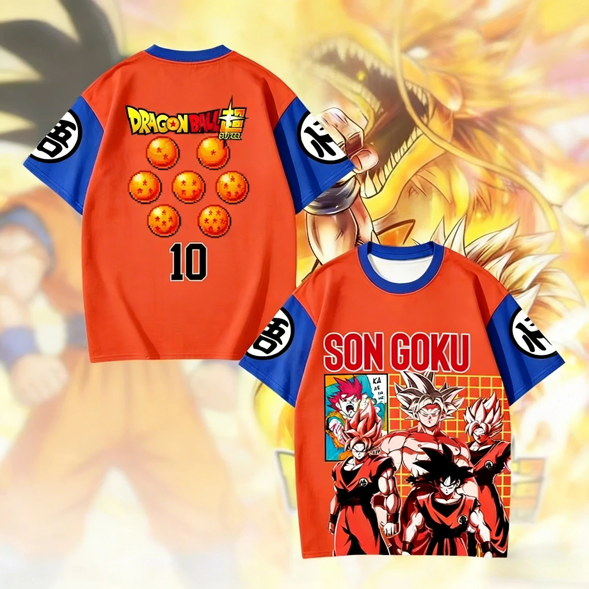 

2026 Summer Dragon Ball Retro Fitness T-shirt Men's Oversized 3D Printed Short-sleeved Family Unisex Children's Sports Shirt