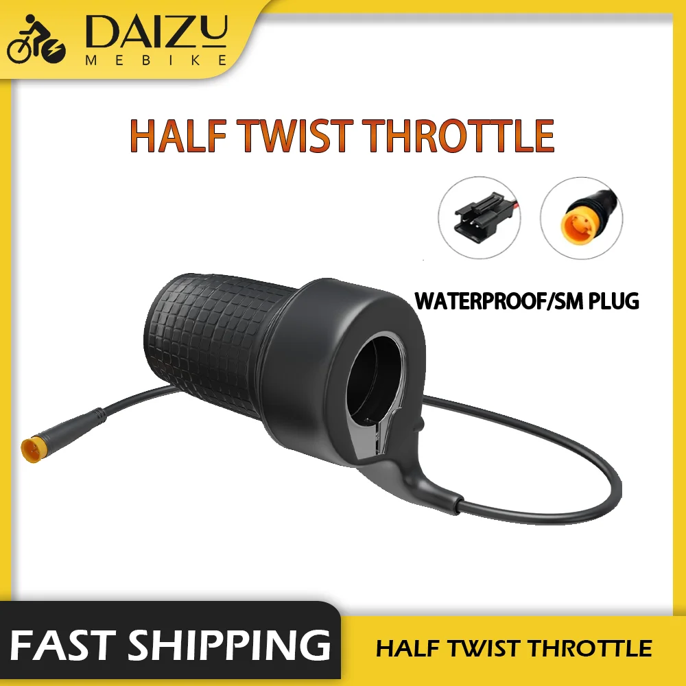 

Half Twist Throttle SM/Waterproof Plug Electric Bicycle Right Handle for Acceleration Ebike Sensitive and Firm Speed Control