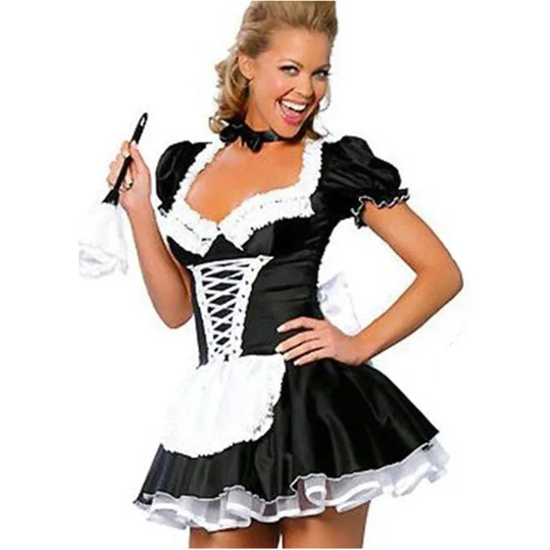 Disfraz de sirvienta francesa de talla grande para mujer, uniforme de fantasía erótico clásico, disfraz de juego de rol, vestido de fiesta elegante, Carnaval y Halloween