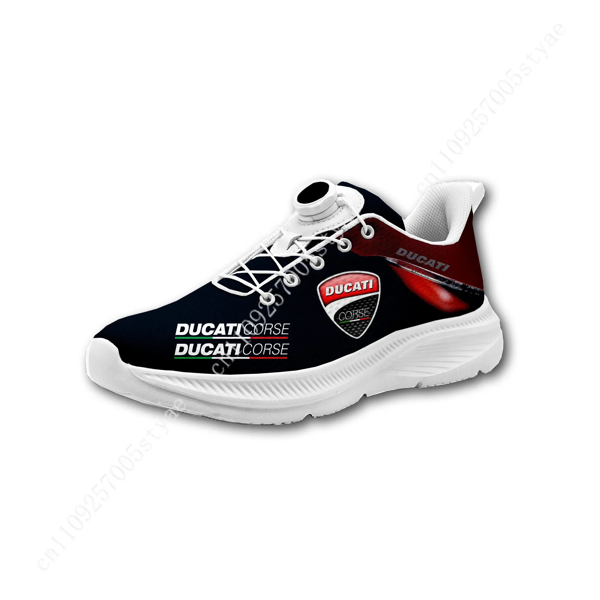 Italian Motorcycles Custom Walking Shoes Men Woman D-ucati Rotating Button Without Laces Design Logo Lightweight Sneakers Unisex view 2