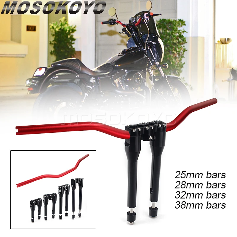 

Thug Style T-bar 25mm-38mm Handlebar Riser Handle Bar Gauge Mount 6"-12" for Harley Dyna Sportster Softail Chopper Cafe Racer