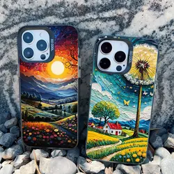 Sunflowers Flower Field The Starry Night Art Aesthetic Phone Case For iPhone 17 16 15 14 13 12 11 Pro Max Mini Plus Laser Cover