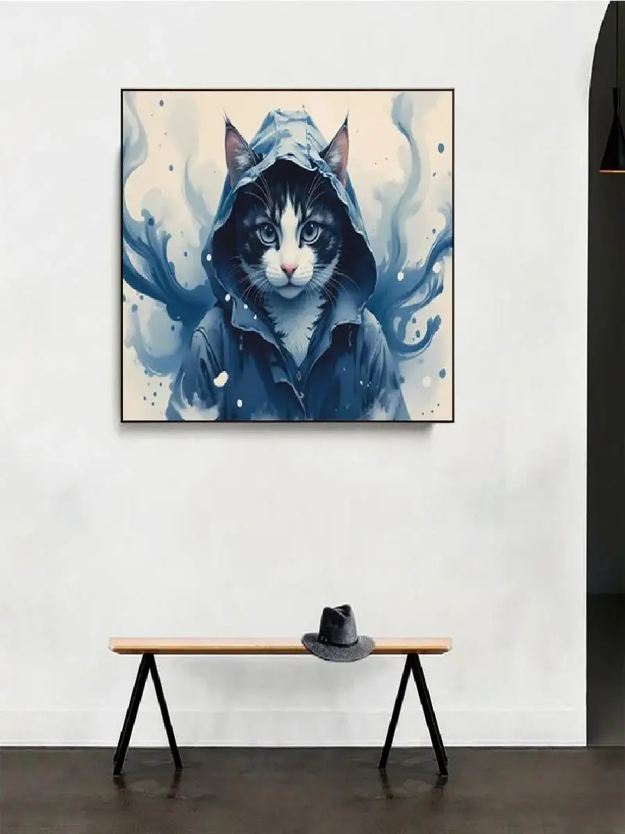 Fantasy Cat Wall Art Magical Wonderland Poster Witchy Ghost Kitty Whimsical Nursery Decor Spooky Storybook Halloween Room Theme