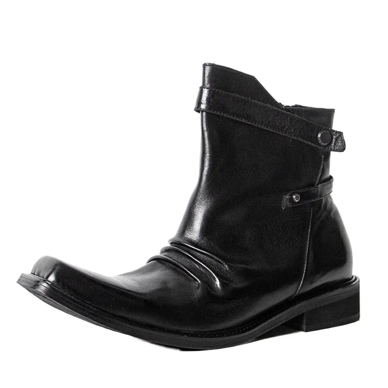 

Original Design Small Upturned Toe Cap Fashion Boots Shoes for Men's and Women's Genuine Leather Hand-sewn Casual Chelsea Boots