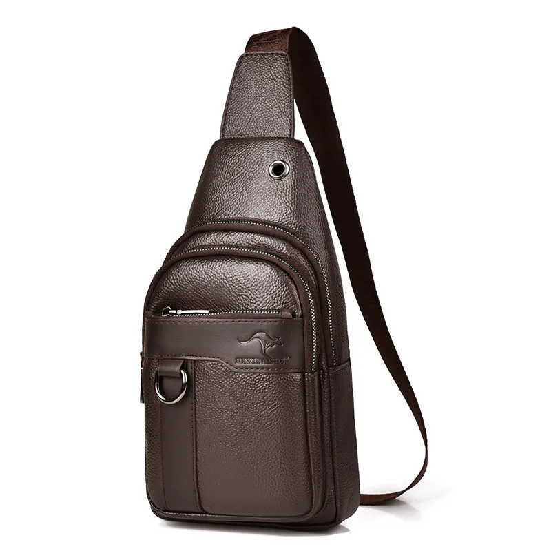 Luxury Brand Chest Pack Men Crossbody Bag PU Leather Chest Bag For Boy Travel Belt Sling Bag Black Brown Messenger Bag Male