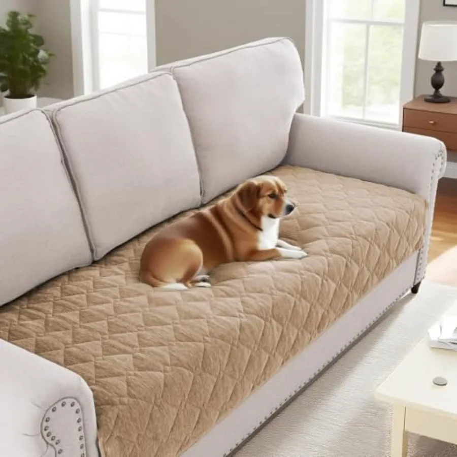 Couch Cover Chenille Pet Fuzzy Sofa Covers for 3 Cushion Couch Anti Slip Washable Sofa Slipcovers with Strap Soft Couch Protect
