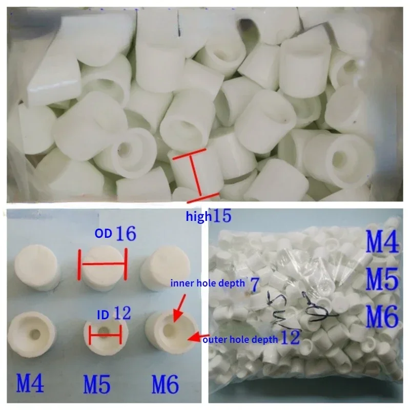 50pcs ceramic electric insulator cap with threaded M3 M4 M5 M6 for heating element insulating porcelain cap parts