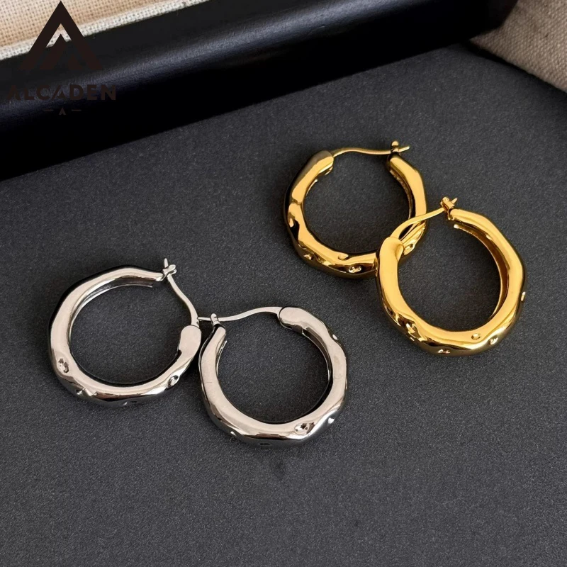 

925 Sterling Silver Gold Hoop Earrings Irregular Shape Huggie Earrings Minimalist Luxury Fashion Jewelry for Women