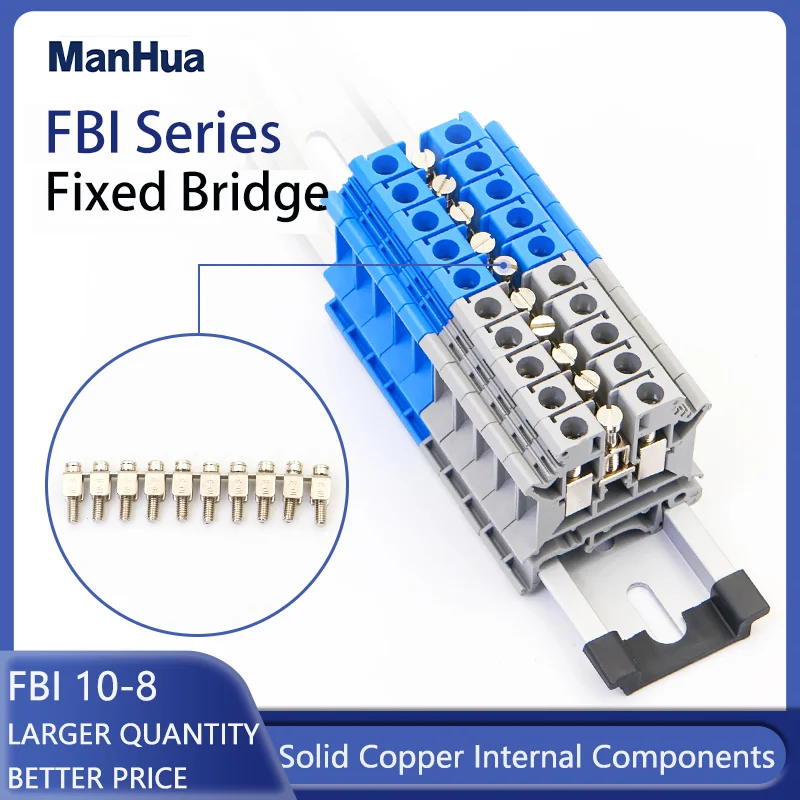 ManHua 10Pcs FBI 10-8 Fixed Bridge UK Type Terminal Block Accessories For UK6N DIN Rail Terminal Blocks