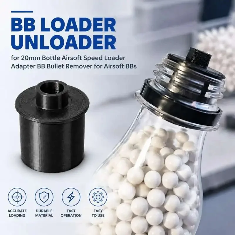 BB Speed Loader Unloader for 20mm Bottle Airsoft BB Adapter Quick Bullet Loader Remover for 6mm Airsoft BBs