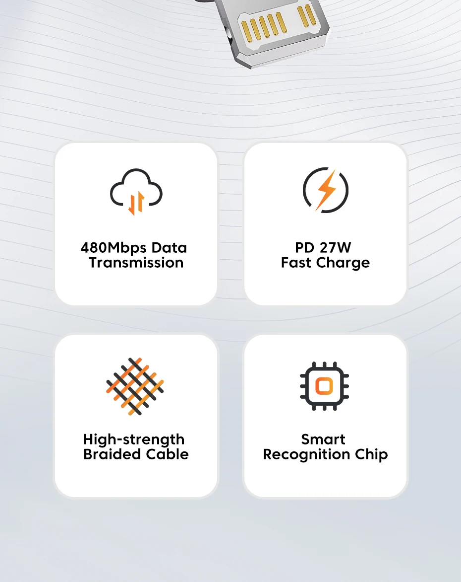 Toocki PD 27W Cable for iPhone 14 13 12 11 Pro Max 8 7 Plus Macbook 2.4A Fast Charging USB C to Lighting Cable Data Wire