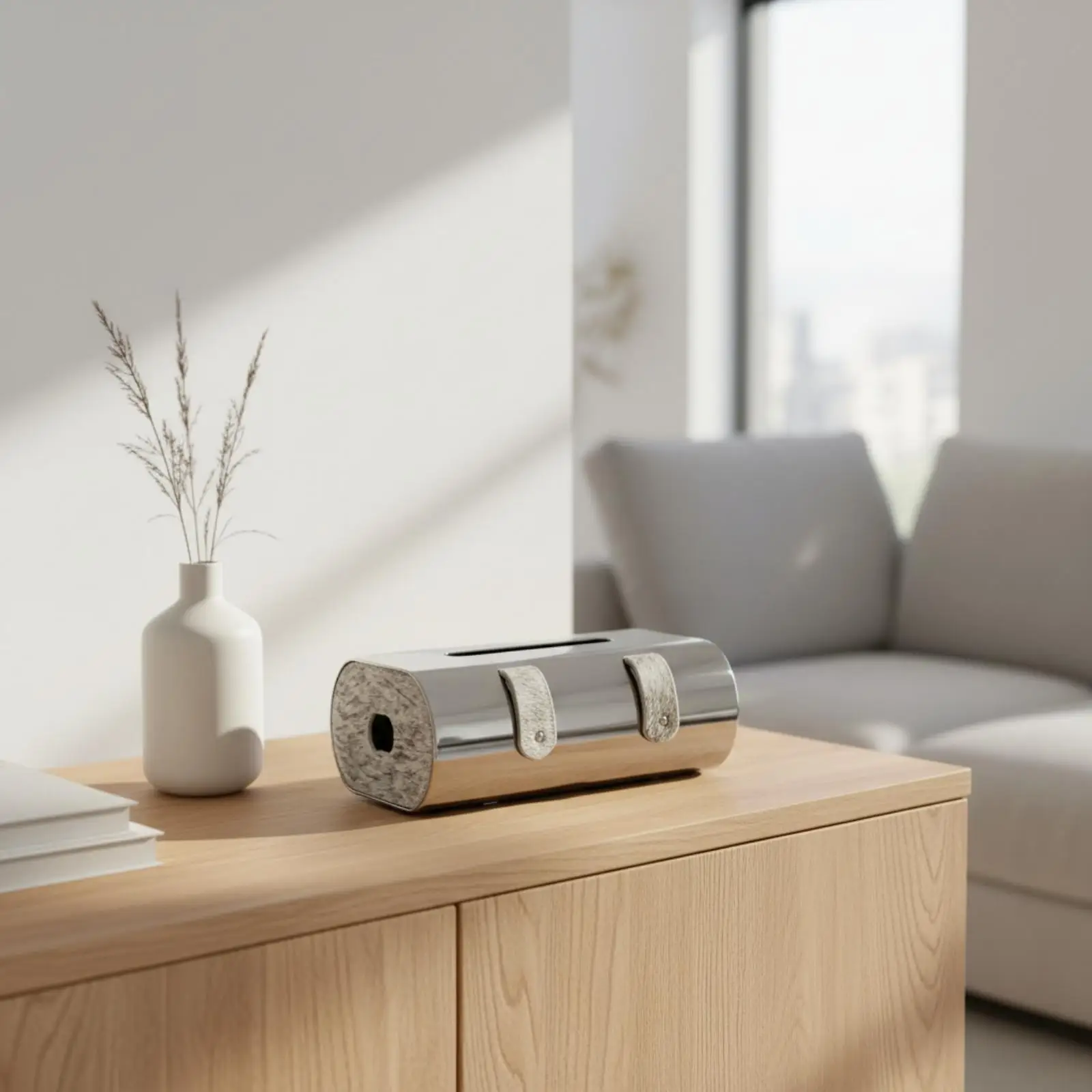 Premium Stainless Steel Tissue Tray with Geometric Profile for Coffee Bar and Modern Home Interior Styling