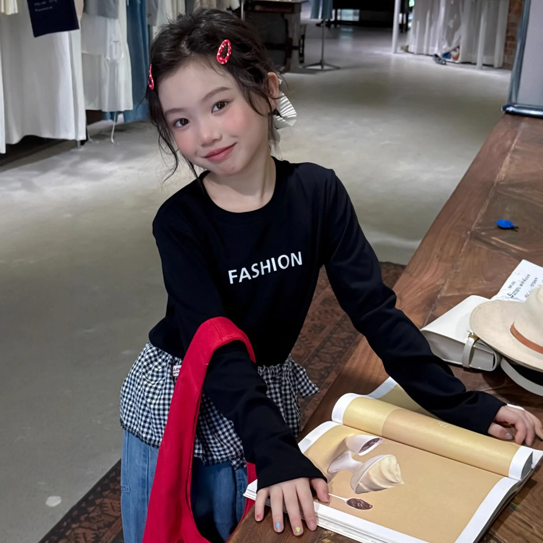 قميص بناتي للربيع والخريف النسخة الكورية بأكمام طويلة وقميص قصير متعدد الاستخدامات وغير رسمي للارتداء اليومي #4