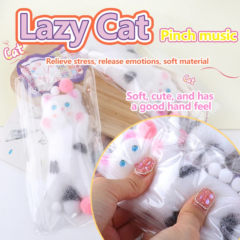 1 unidad de regalo para niños, juguete para gatos perezosos, Mini gato de peluche Kawaii de silicona, gato pequeño, lindos accesorios para apretar con ventilación de descompresión