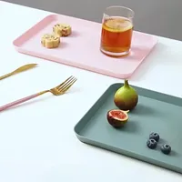 Restaurant Plastic Serving Tray Home Tea Fruit Dessert Tray Anti-Slip Resistant Food Cooking Storage Tray Kitchen Organizer