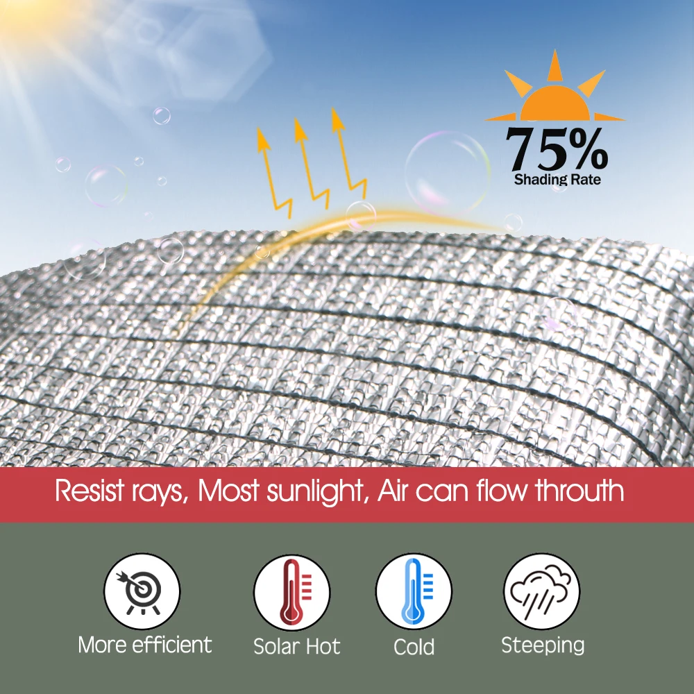 Length 1-10M 75% Aluminum Foil Garden Shade Cloth Anti-UV Privacy Mesh Netting Sun Shade Net Sails Balcony Fence Gazebo Pergola