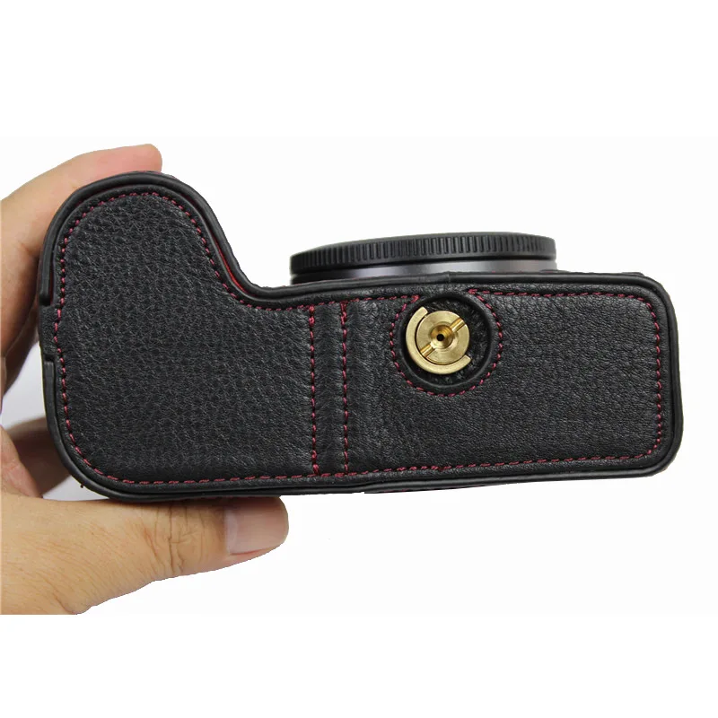 Real Genuine Leather Case Camera Video Bag Half Body Base for Canon EOS R5 R6 R6 Markii R6ii Protective Opening Bottom Cover