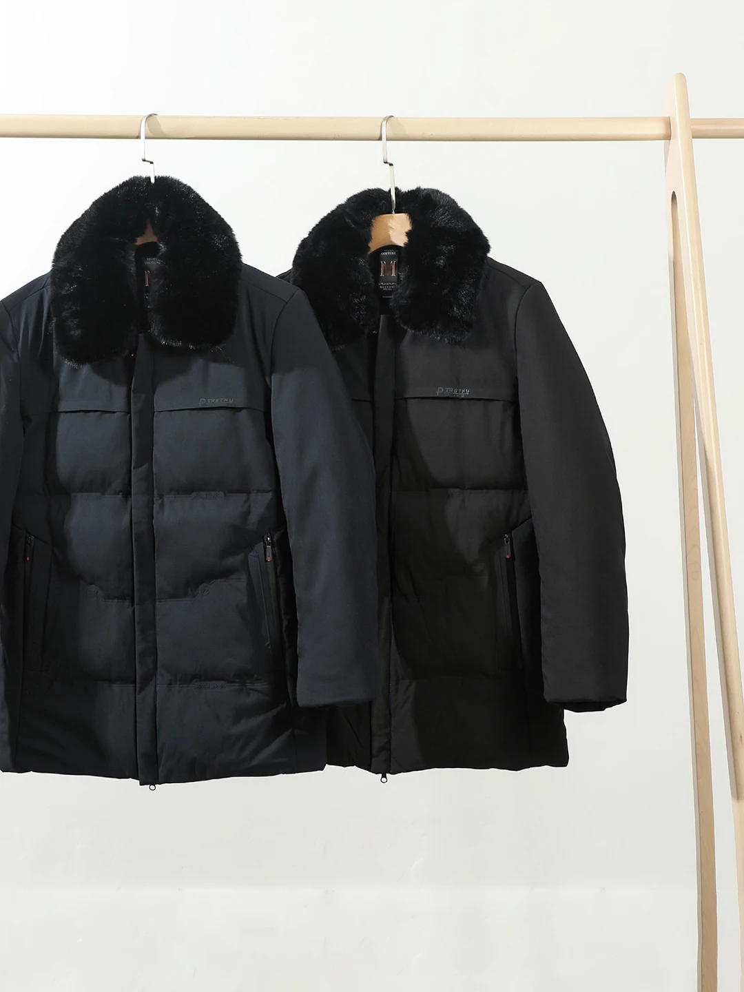 

Men's Winter Busin Casual Windproof Warm Detachable Collar Fce Lined Cotton Jaet Coat Loose Fit Regular Sve