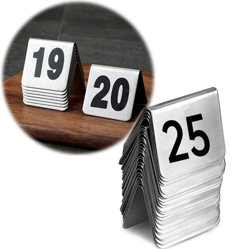 

AT43-25PCS Restaurant Bar Place Table Marker Tabletop Number Sign Stackable Table Number Cards Double-Side Black Number