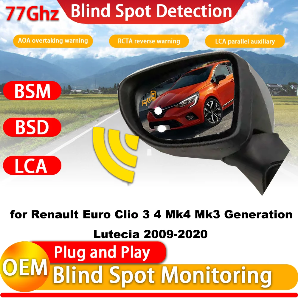 for Renault Euro Clio 3 4 Mk4 Mk3 Generation Lutecia Blind Spot Warning Monitoring Detection BSW BSM BSD System 77Ghz Wave Radar