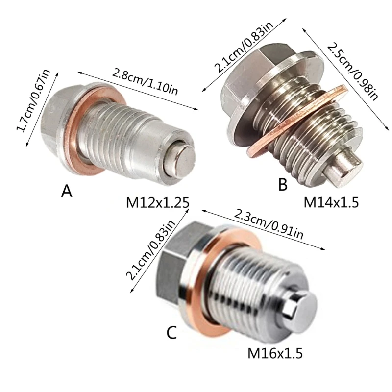 Болт сливной гайки масляного поддона из нержавеющей стали с шайбой и прокладкой M12x1,25/M14x1,5/M16x1,5, магнитное уплотнение