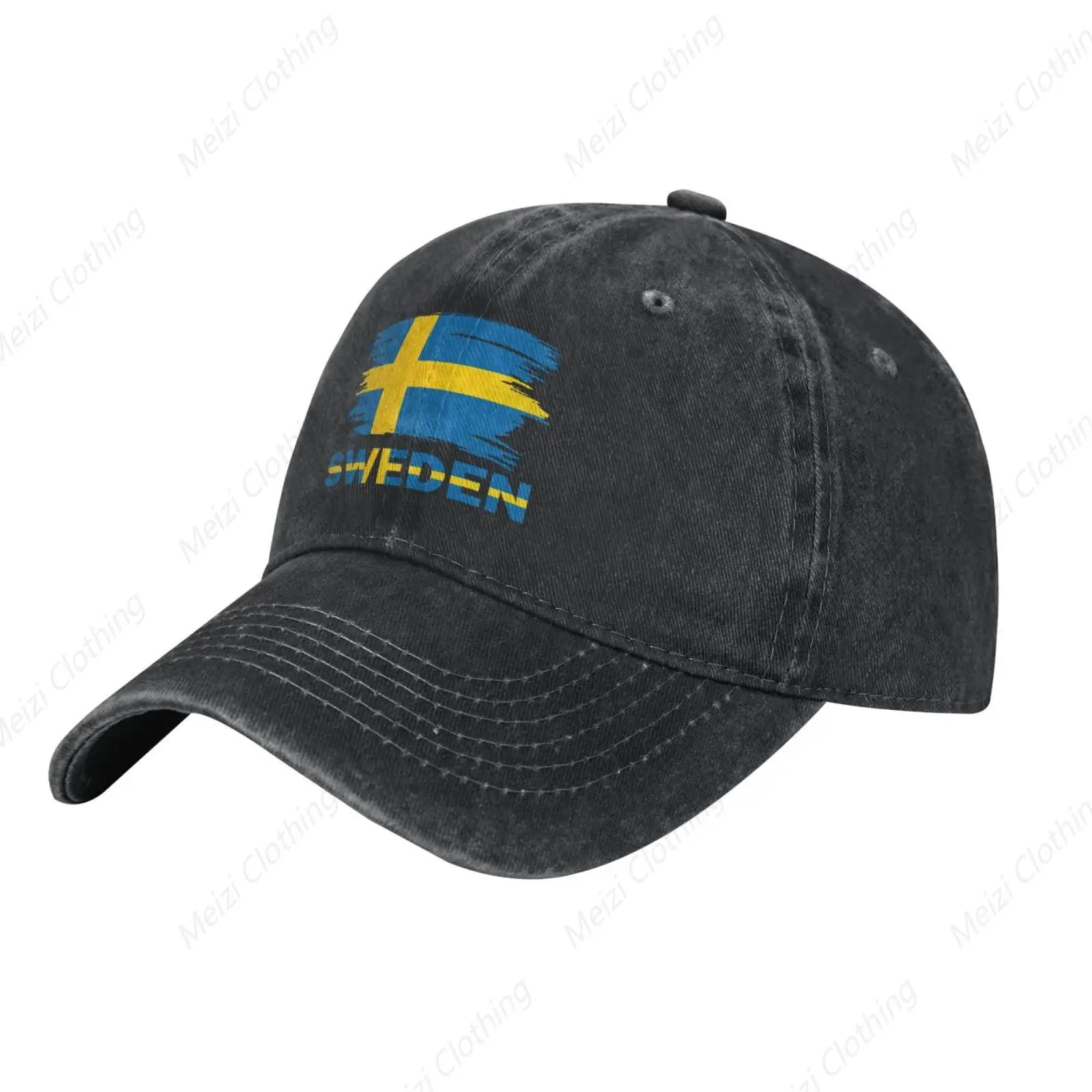 Retro Swedish Flag Classic Retro Cowboy Hat Fashion Gift Adjustable Washable Cowboy Baseball Adult Hat