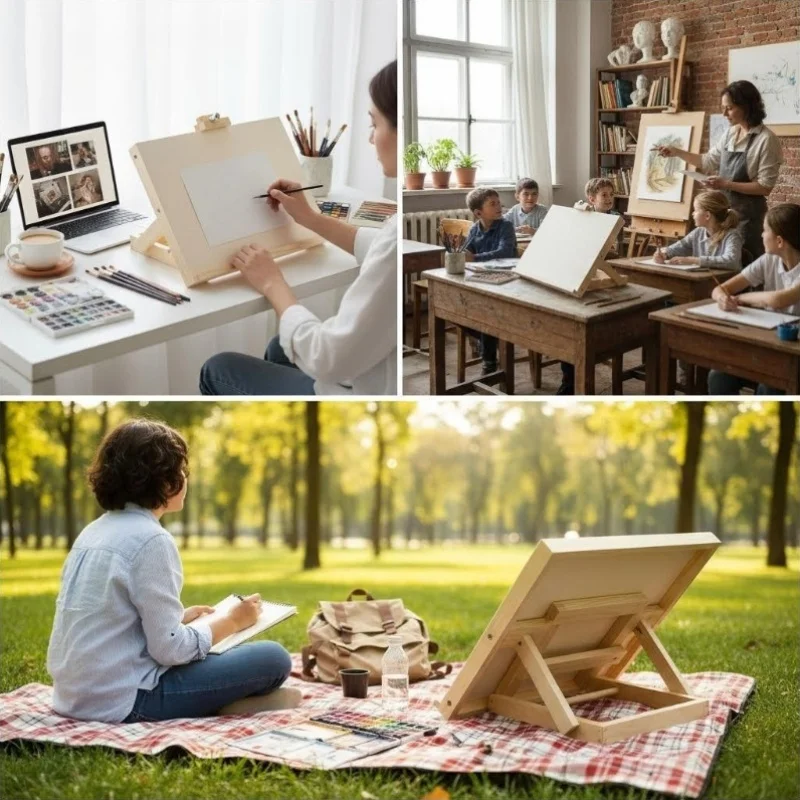 Adjustable Portable A3 Wooden Drawing Board Multifunctional Sketch Easel for Outdoor Sketching and Painting view 5