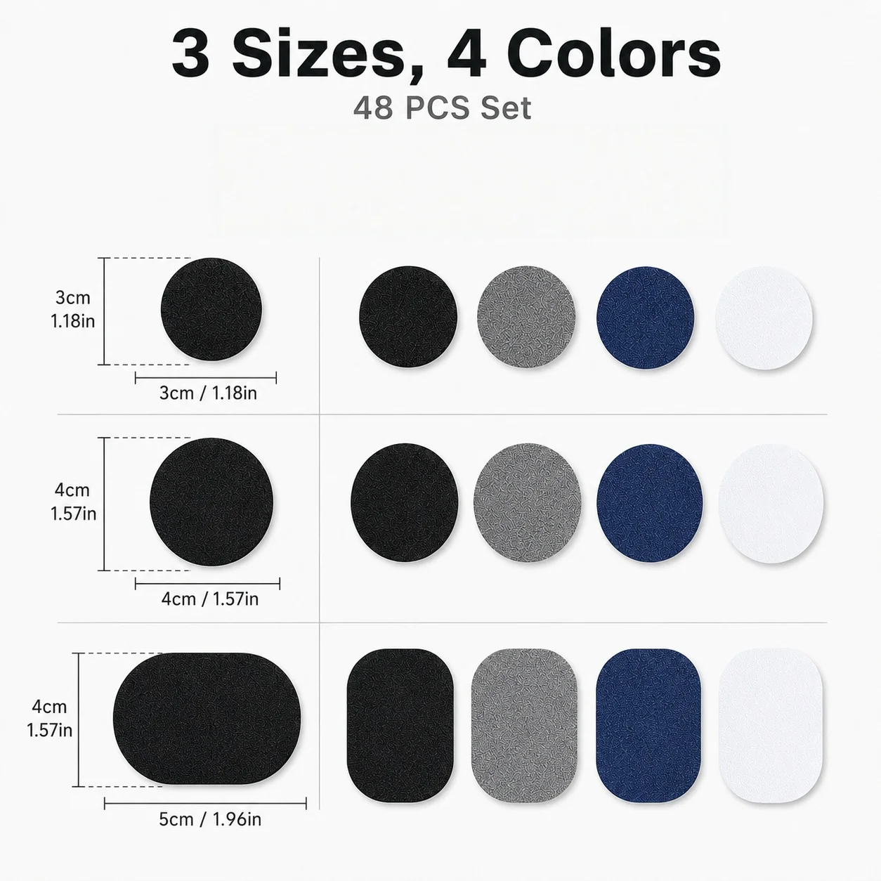 48Pcs Shoe Lining Repair Mending Patches, 3 Sizes Self‑Adhesive Inner Heel Patch for Worn Footwear Sneaker
