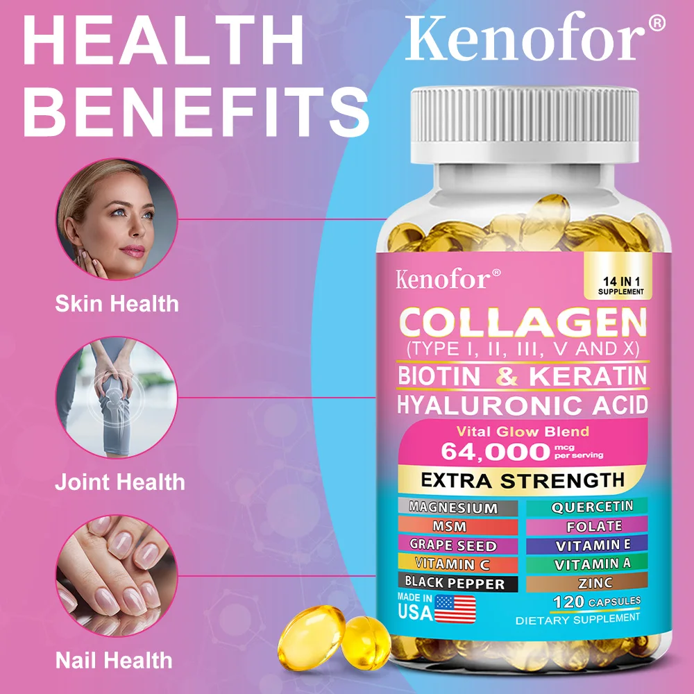 Cápsulas de colágeno complejas, iluminan el tono de la piel, ayudan a las articulaciones, el cartílago y el cardiovascular, el cabello, las uñas y el suplemento de salud digestivo - Image 4