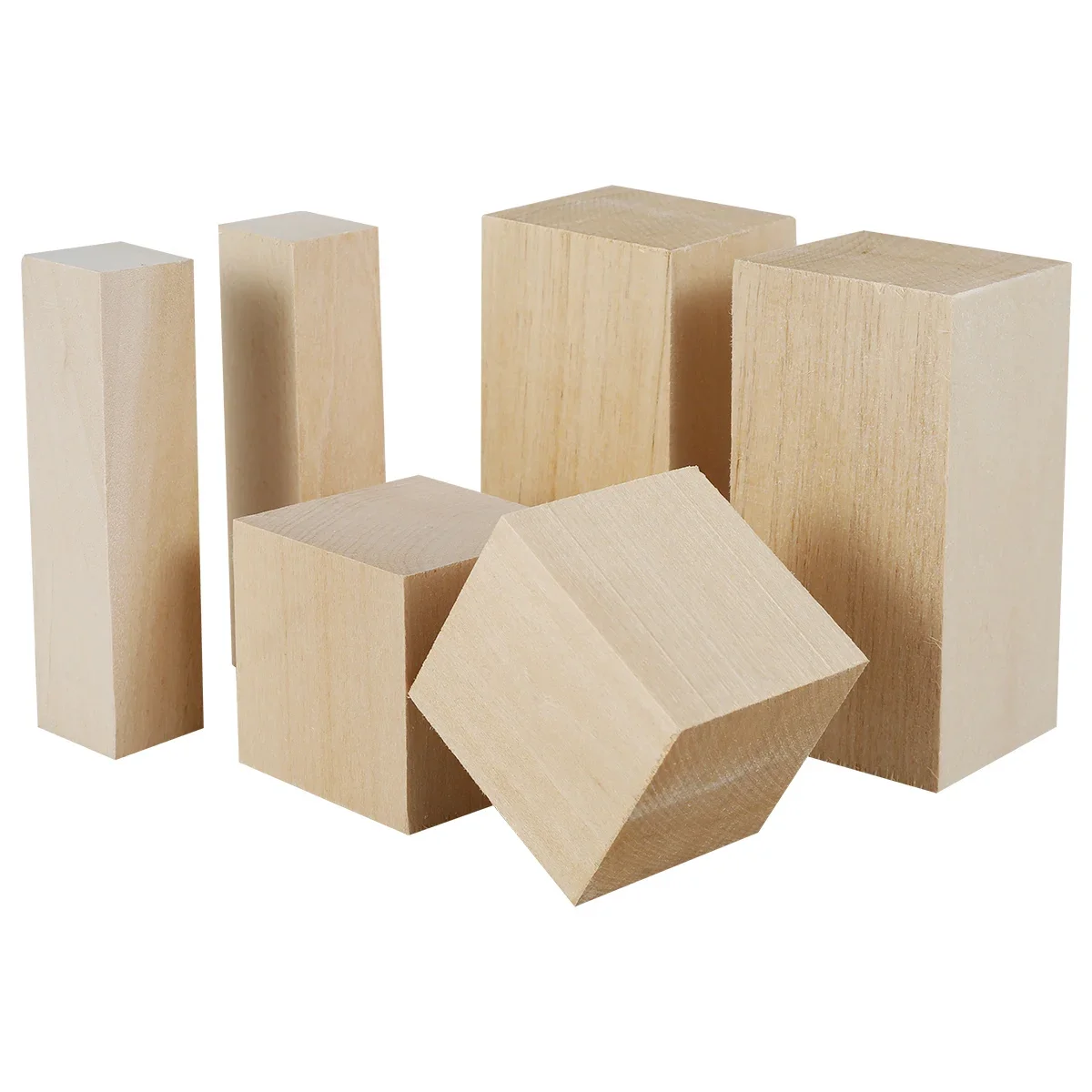 

6Pcs Basswood Carving Block Natural Smooth Wood Carving Blocks Unfinished Wood Block Art Supplies for Beginner DIY Wood Craft