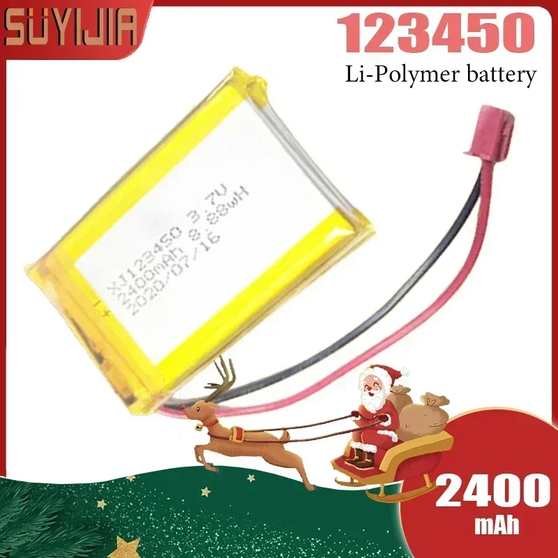 3.7V 2400mAh XJ123450 Li-Polymer Battery XJ123450 Rechargeable Polymer Lithium Cells for Bluetooth Headsets Remote Control Cars