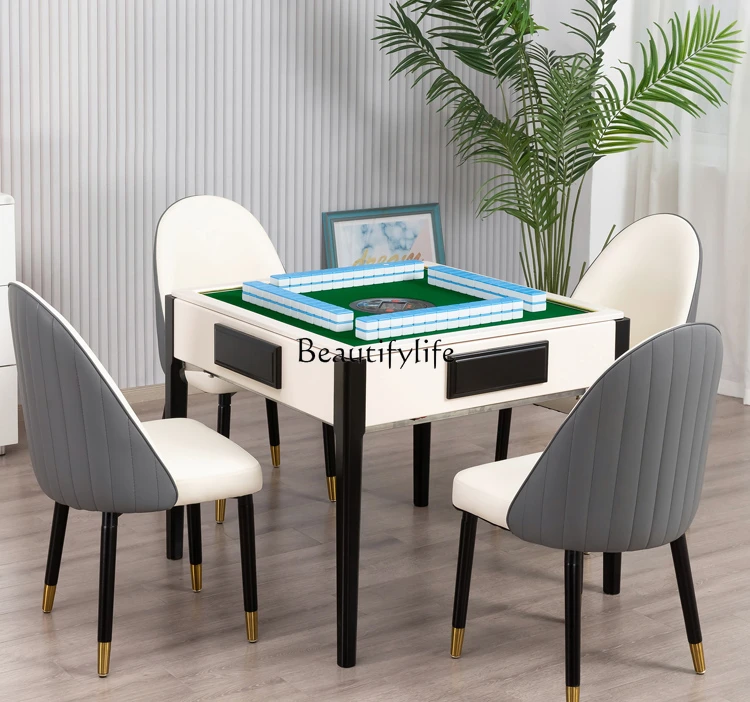 Solid wood mahjong machine automatic dining table dual-purpose household electric mahjong table integrated
