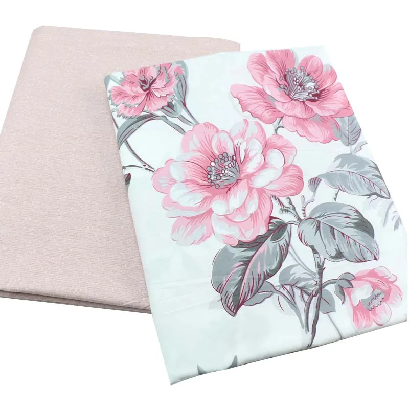 2022 New Width 250cm Big Floral Pink Peach blossom Flower 100% Combed Cotton  Twill Fabric for Sewing Bedding Dress Decor Pillow