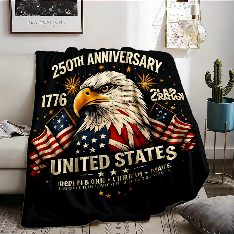 USA 250th Anniversary Flannel Blanket, Semiquincentennial Flannel Throw, Patriotic Eagle Cozy Blanket, 1776 2026