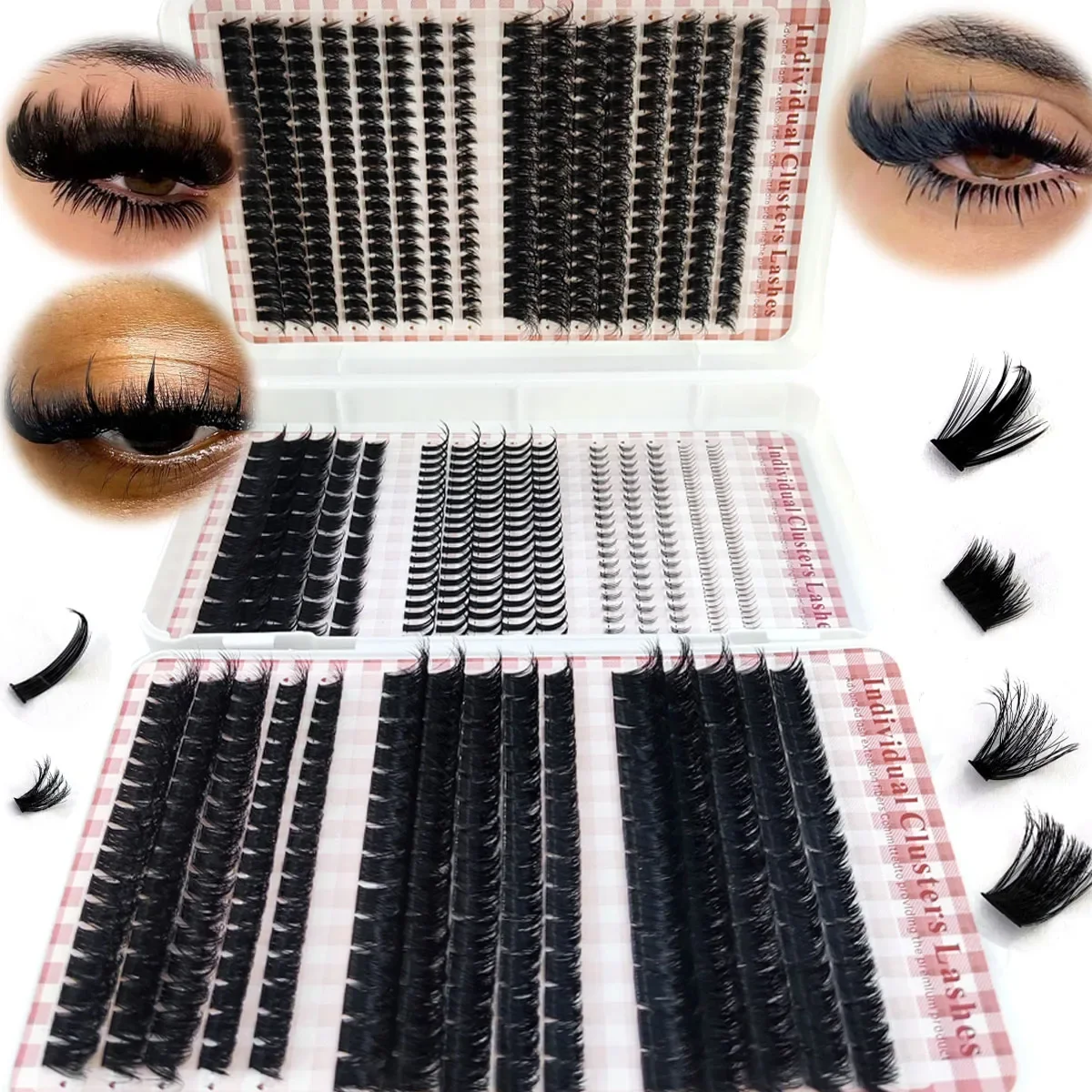HBZGTLAD 200D-60D Volumen-Wimpernbüschel mit Spitzenenden, 5D Flauschige Wimpernbüschel, Manga-Wimpern, Einzelne Wimpernbüschel, Verlängerte Wimpern – Detail 2