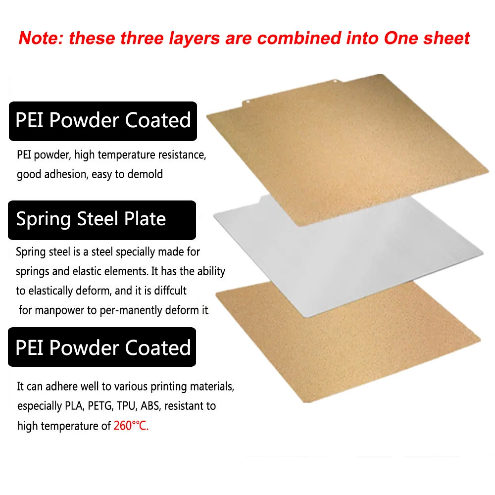 PEI for Anycubic Kobra 2/Neo/Pro Build Plate 300°C PEI Powder Coated Sheet for Artillery Genius Pro/Hornet Build Plate