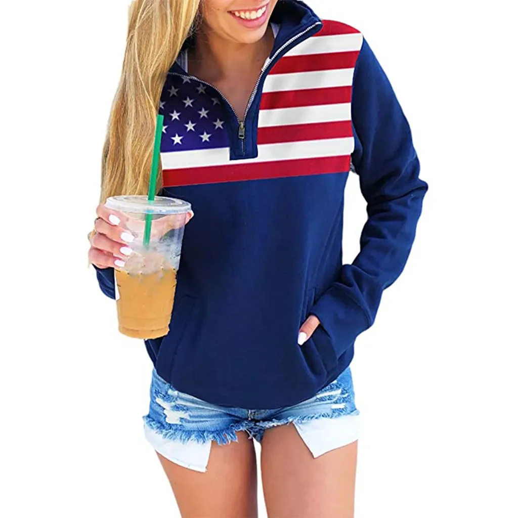 

Autumn Women 3D Print Hoodie Tops Fashion America Flag Polyester Harajuku Sweatshirt Pullover Hoodies Casual Cool Female Clothes