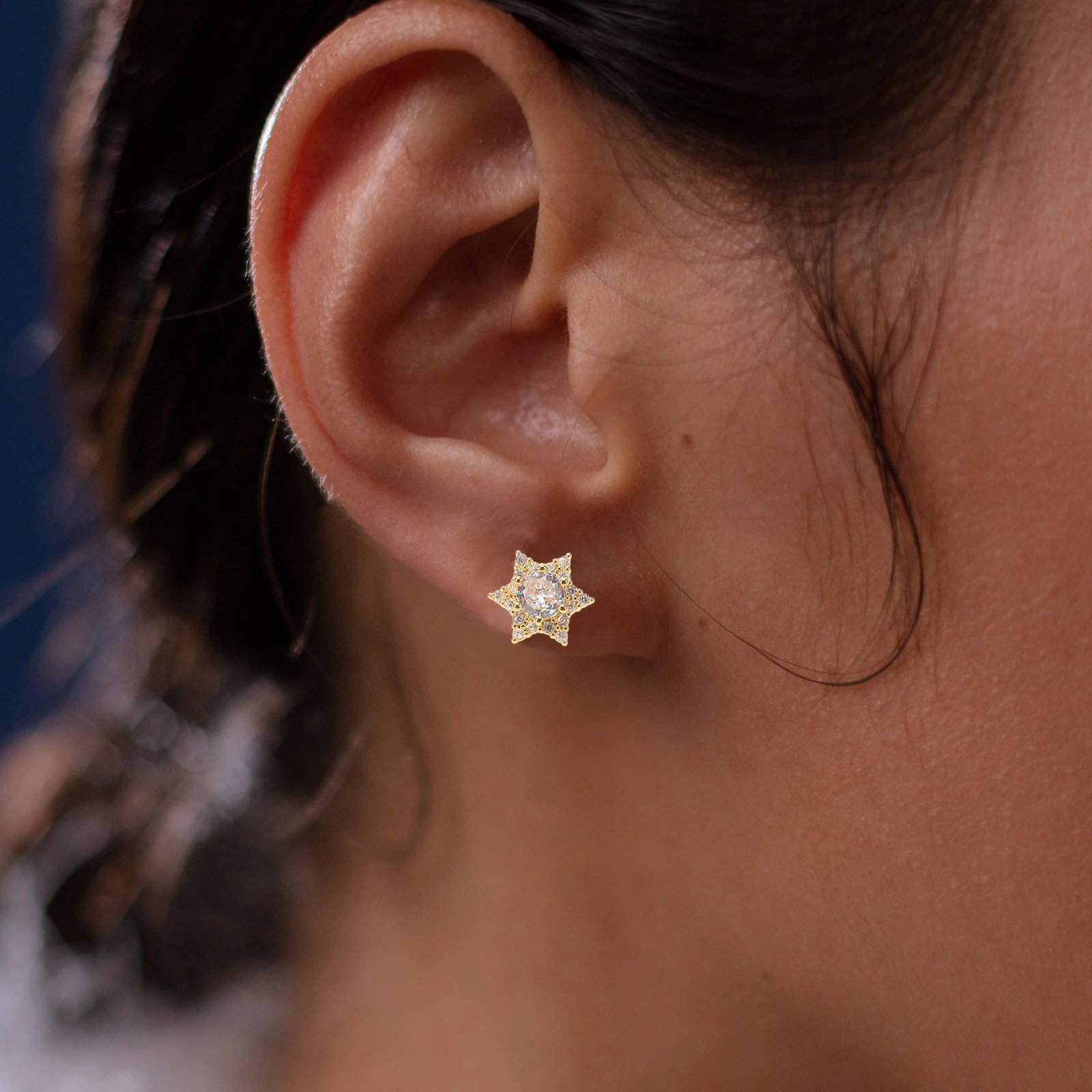 

1Pair Trendy Zircon Earrings Hexagram Studs Women Fashion Jewelry Ear Accessory Women Earring Zircon Earrings Studs