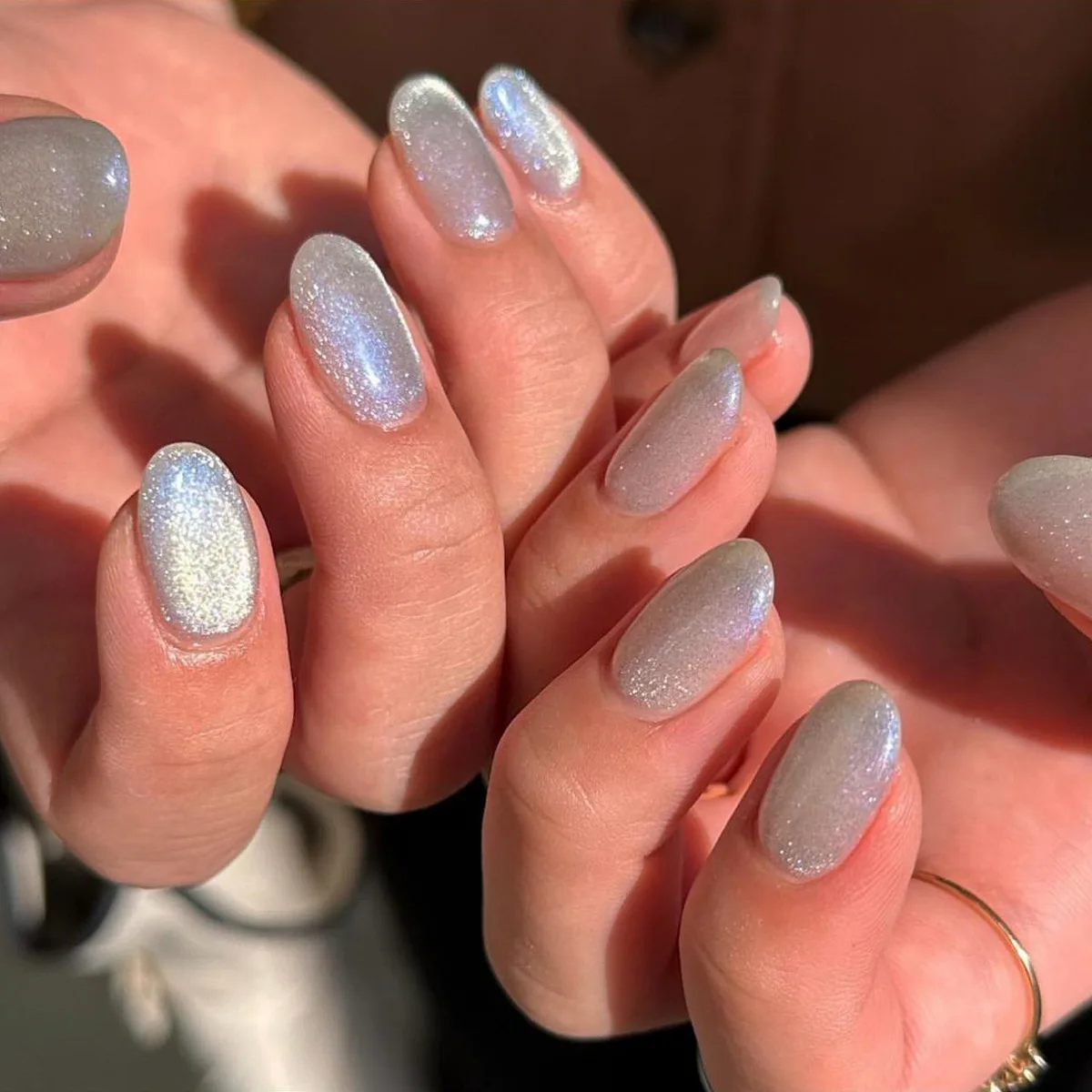 

Aurora Diamond Cat Eye Sheer Nude Press On Nails Medium Long Oval Bridal Wedding Minimal Office Daily Elegant False Nails