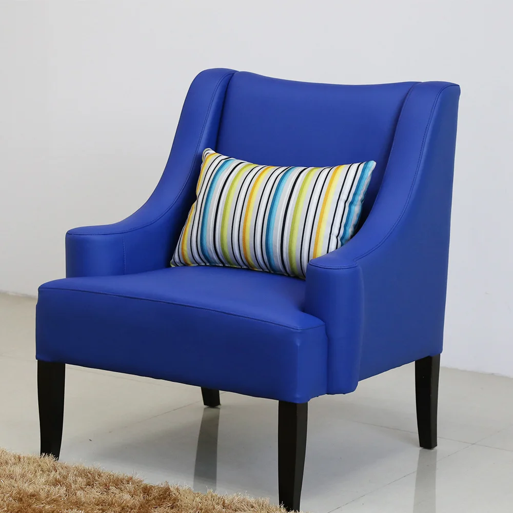 

Nordic Hotel Sofa Chair Backrest Armrest Leather Wooden Foot Sofa Chair Hotel Apartment Bedroom Sofa Color Optional