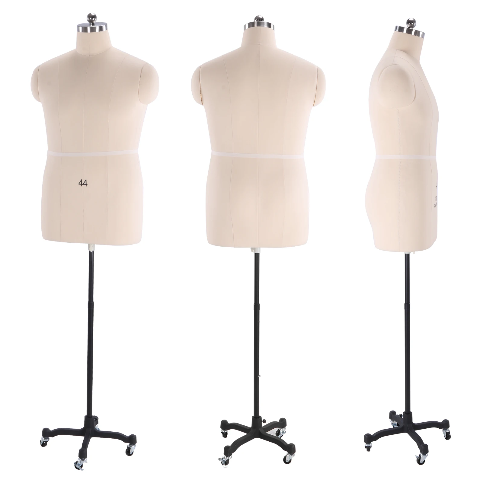 

Sewing Mannequin with Stand Height Adjustable Half Body Male Mannequin Sewing Torso Easy Assembly with Wheels for Tailoring